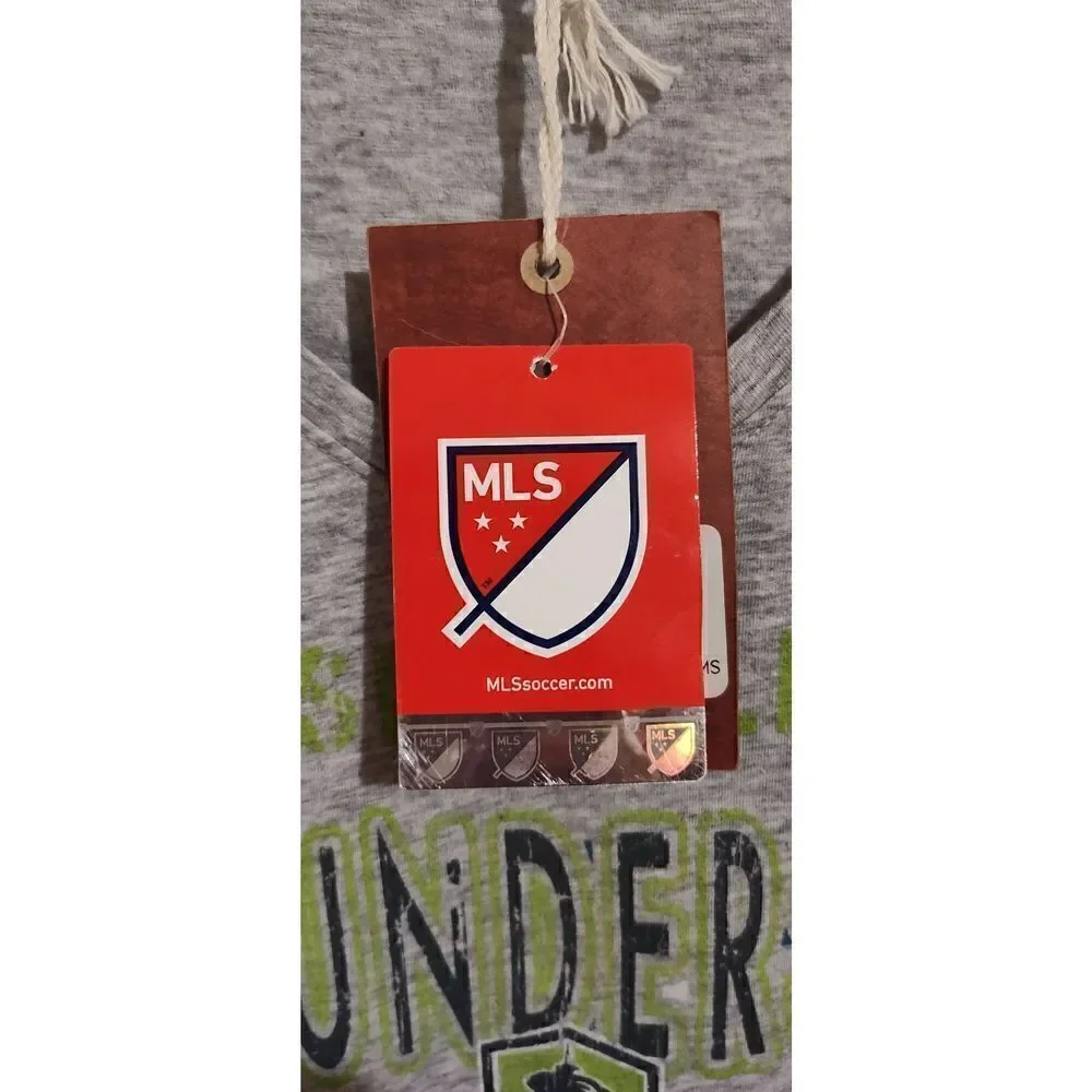 Seattle Sounders MLS FC Women's Medium V-Neck grey T-Shirt NWT Mitchell & Ness - Picture 5 of 11